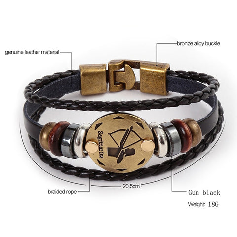 Personality Zodiac Signs Punk Bracelet