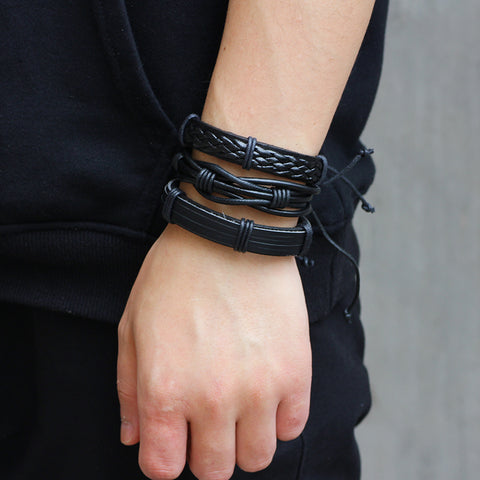 Punk Leather Wrap Bracelet