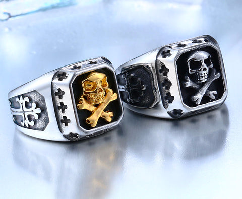 Two-tone Plated Skull Ring