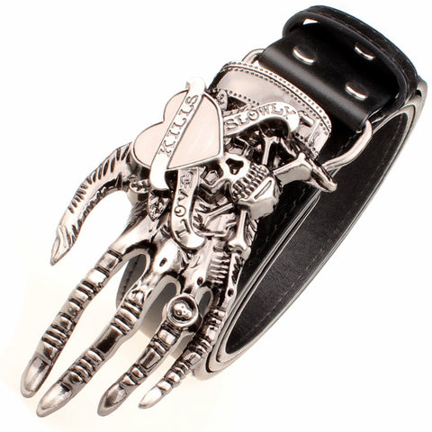 Heavy Metal Rock Skull Claw Belt