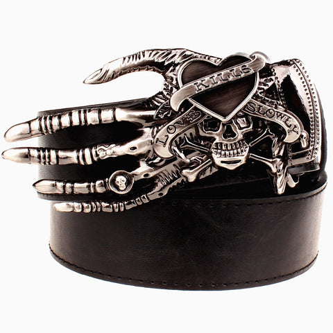 Heavy Metal Rock Skull Claw Belt