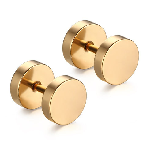 Double Sided Round Bolt Stud Earrings