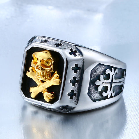 Two-tone Plated Skull Ring