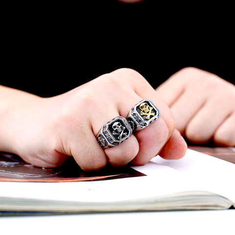 Two-tone Plated Skull Ring