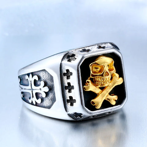 Two-tone Plated Skull Ring