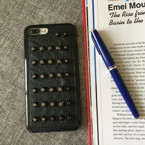 Black Studs Leather Phone Case