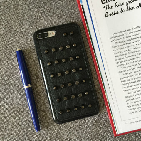 Black Studs Leather Phone Case