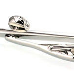 Men's Tie Bar Silver and Black Skeleton Skull