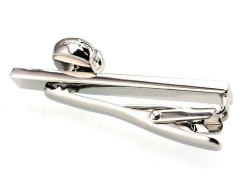 Men's Tie Bar Silver and Black Skeleton Skull