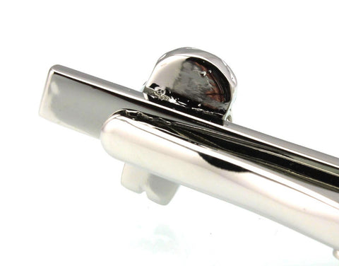 Men's Tie Bar Silver and Black Skeleton Skull