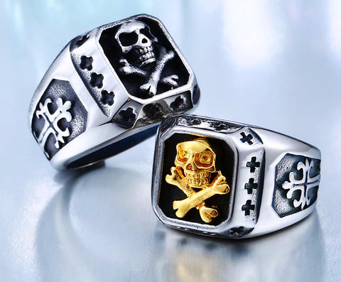 Two-tone Plated Skull Ring