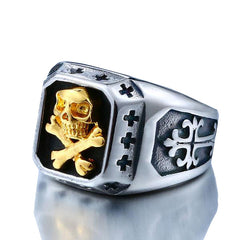 Two-tone Plated Skull Ring