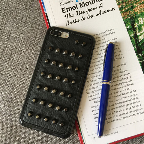 Black Studs Leather Phone Case