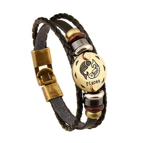 Personality Zodiac Signs Punk Bracelet