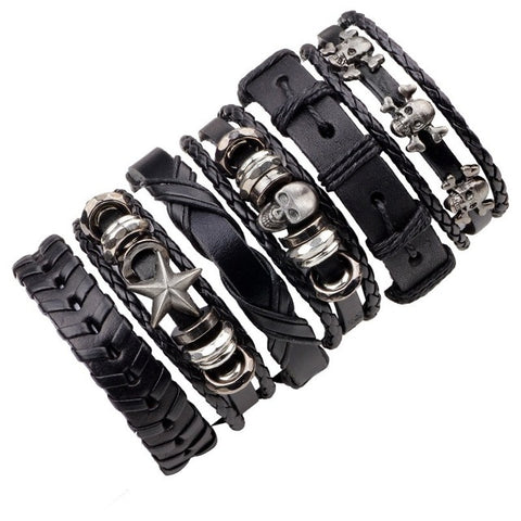 Punk Leather Wrap Bracelet