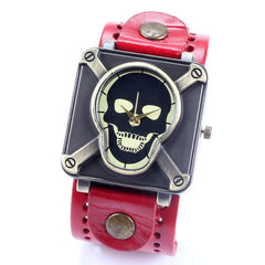 Retro Genuine Leather Skull Skeleton Watch