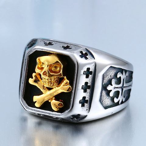 Two-tone Plated Skull Ring